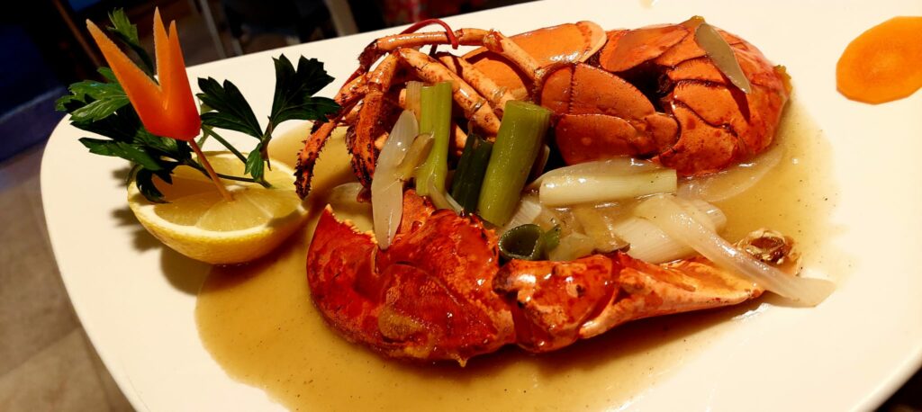 Lobster served at MobyDick Chinese Restaurant Gozo
